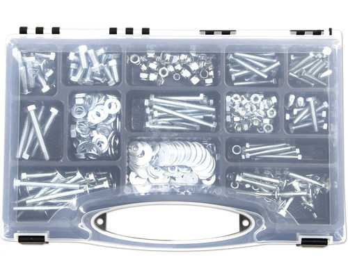 Assortiment schroeven en moeren verzinkt 560-delig Assortimentsdoos met schroeven, moeren en ringen