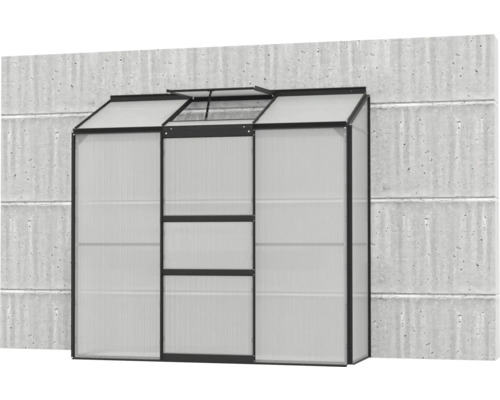 Polycarbonaat kas tegen een muur