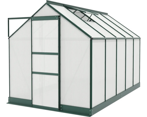 Tuinkas met open deur en dakraam