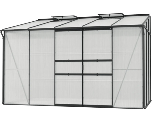 Tuinkas met polycarbonaatplaten en dakramen