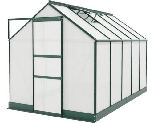 Tuinkas met open deur en dakraam