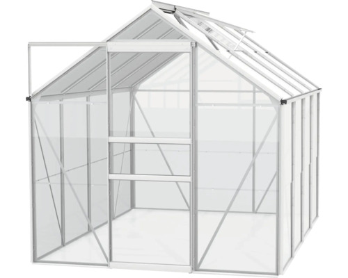 Tuinkas met open deur en dakraam