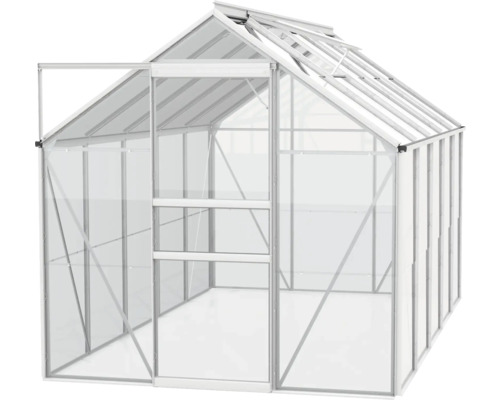 Tuinkas met open deur en dakraam