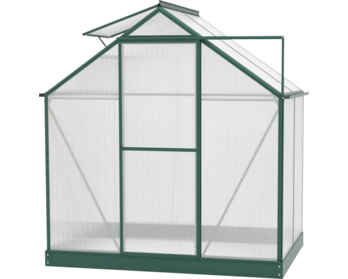 Kas met polycarbonaat platen en dakraam