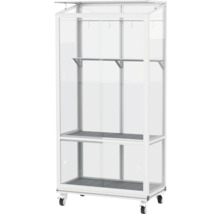 Verrijdbare kledingkast met planken en kledingroede