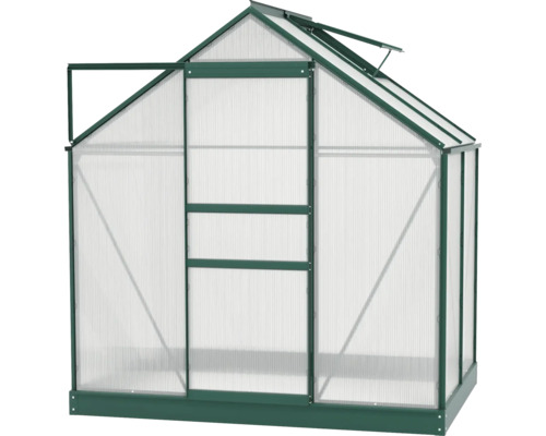 Kas met open deur en dakraam