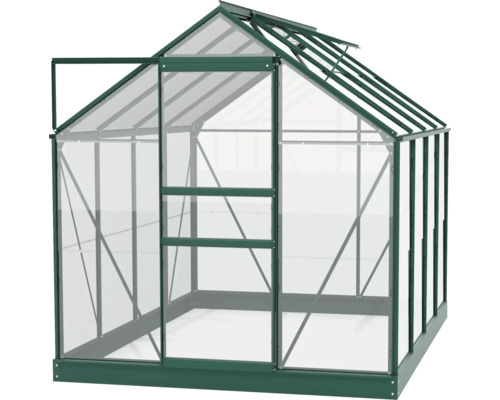 Kas met open deur en dakraam