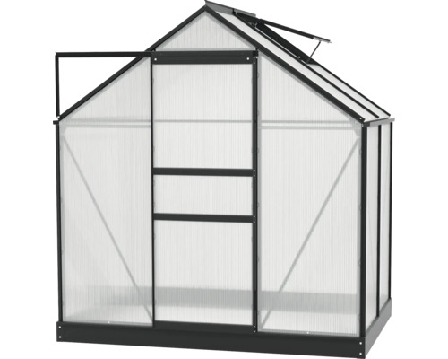 Kas met open deur en dakraam