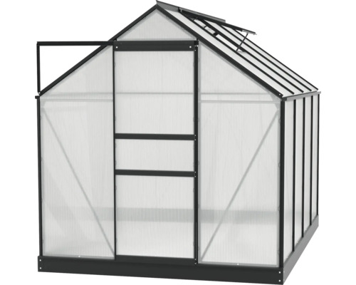 Tuinkas met open deur en dakraam