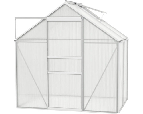 Kas met open deur en dakraam