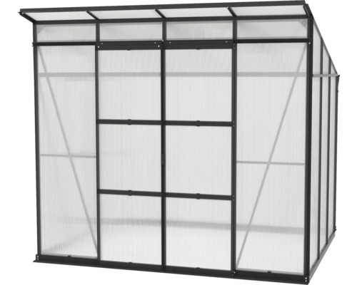 Kas met transparante wanden en donker frame.