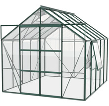 Tuinkas met open deur en raam voor de tuin