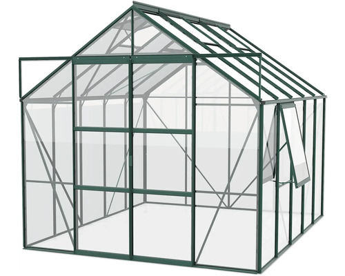 Tuinkas met open deur en raam voor de tuin