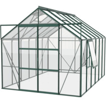 Tuinkas met open deur en raam voor de tuin
