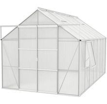 Kas met open deur en raam voor de tuin