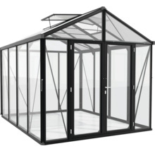 Kas met glazen voorkant en zwart frame