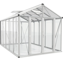 Kas met aluminium frame en glazen panelen