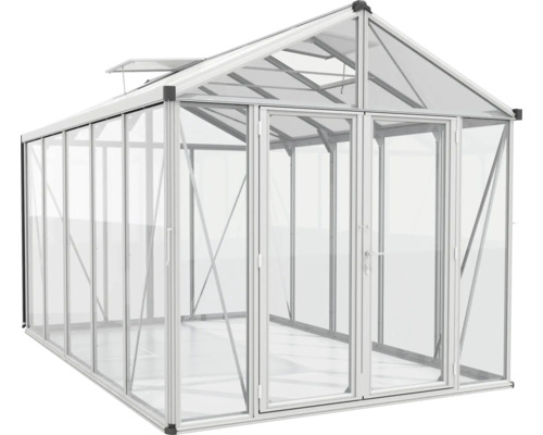 Kas met aluminium frame en glazen panelen