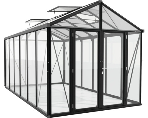 Glazen kas met metalen frame