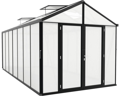 Tuinkas met dakramen en dubbele deur