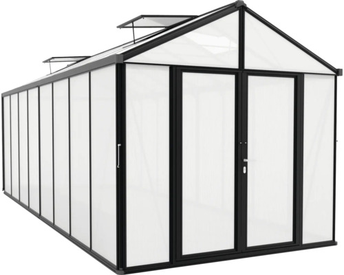 Tuinkas met dubbele deur en dakramen