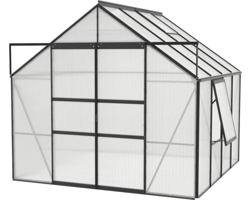 Kas met zwart frame en transparante wanden