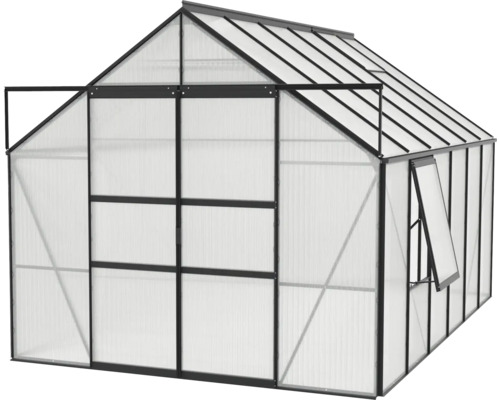 Tuinkas met open deur en raam