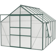 Kas met open deur en raam voor het kweken van planten