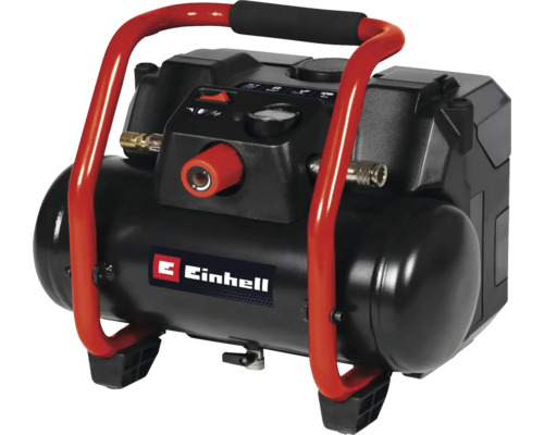 Einhell logo op een draagbare compressor