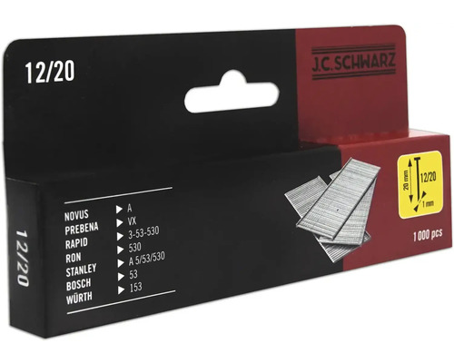 J.C. SCHWARZ Spijker type 12/15 lengte 20 mm, 1000 stuks J.C. Schwarz nietjes type 12/20, 1000 stuks