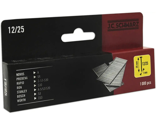 J.C. SCHWARZ Spijker type 12/25 lengte 25 mm, 1000 stuks J.C. Schwarz nietjes 12/25, verpakking van 1000 stuks