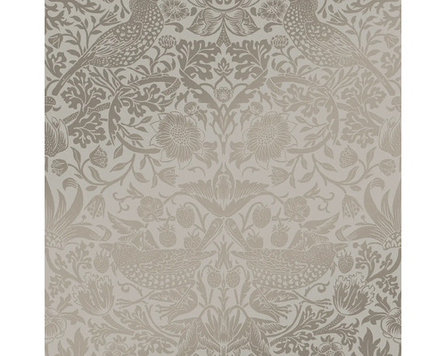 WILLIAM MORRIS Vliesbehang 124238 Strawberry Thief Fibrous Neutral Behang met vogel- en bloemmotief