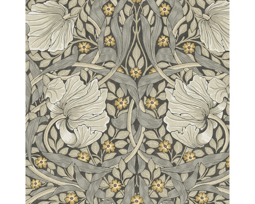 WILLIAM MORRIS Vliesbehang 124240 Pimpernel Grey Bloembehang met een bloemmotief van bloemen en bladeren
