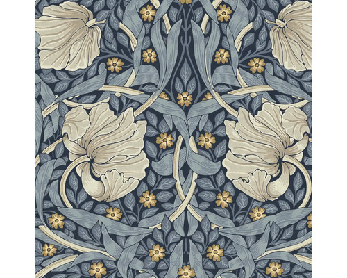 WILLIAM MORRIS Vliesbehang 124241 Pimpernel Blue Bloembehang met bloemmotief van bloemen en bladeren