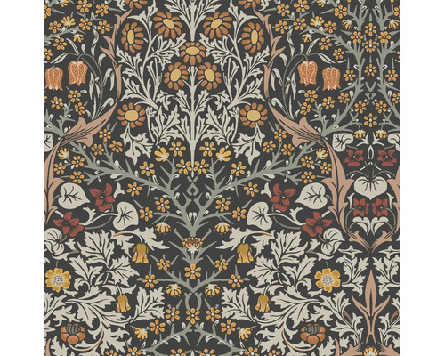 WILLIAM MORRIS Vliesbehang 124250 Blackthorn Charcoal & Burnt Orange Behang met bloemmotief