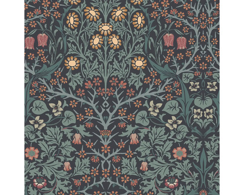 WILLIAM MORRIS Vliesbehang 124251 Blackthorn Navy Behang met bloemmotief in bloemendesign