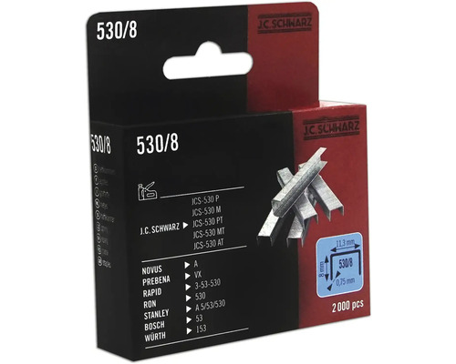 J.C. SCHWARZ Nieten type 530/08 lengte 8 mm, 2000 stuks J C Schwarz 530/8 nietjes, 2000 stuks