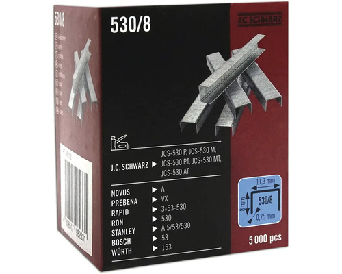J.C. SCHWARZ Nieten type 530/08 lengte 8 mm, 5000 stuks J.C. Schwarz nietjes type 530/8, verpakking van 5000 stuks
