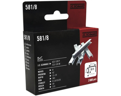 J.C. SCHWARZ Nieten type 581/08 lengte 8 mm, 2000 stuks JC Schwarz nietjes type 581/8, 2000 stuks