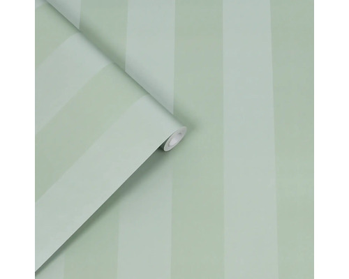 LAURA ASHLEY Vliesbehang 118478 Lille Pearlescent Stripe Jade Green Behangrol met streepmotief
