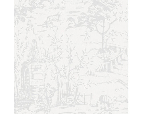 LAURA ASHLEY Vliesbehang 118495 Sugared Grey Behang met landelijk motief