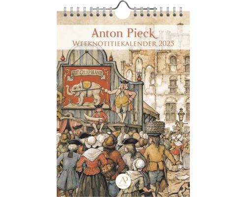 Anton Pieck weekkalender voor 2025 met historische marktscène
