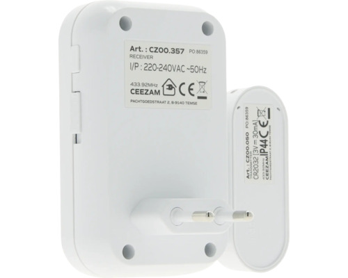 Ceezam draadloze deurbelset bestaande uit ontvanger en zender