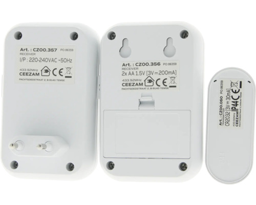 Details van een draadloze deurbelset