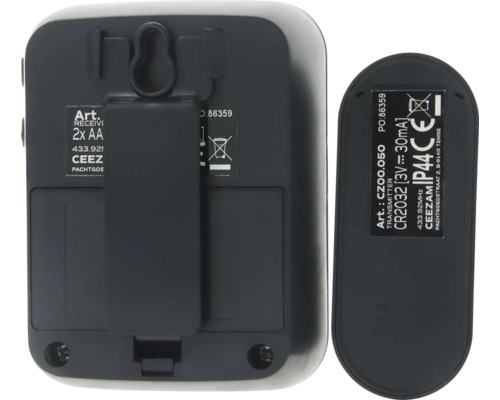 Achterkant van draadloze thermometer en zender