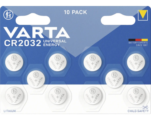 VARTA Knoopcelbatterij CR2032 Universal Energy, 10 stuks Varta CR2032 knoopcellen in 10-pack
