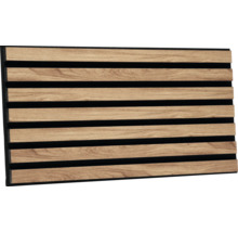 Akoestisch paneel met houtlook en zwart vilt