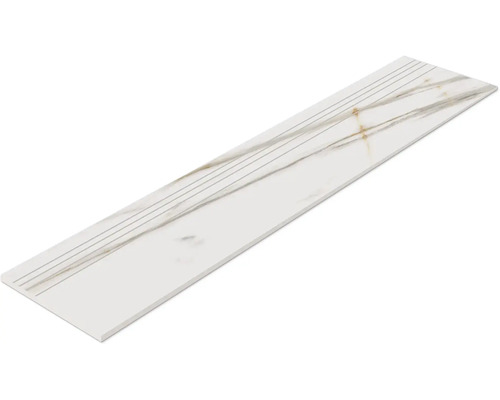 Witte tegel met marmerlook en groeven