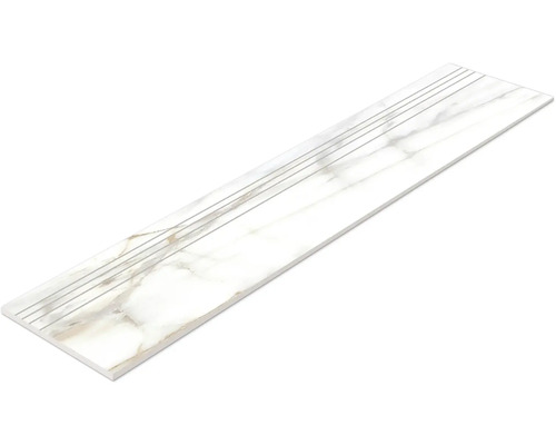 Witte traptegel met marmerstructuur en groeven