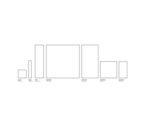 Diverse tegelformaten van mozaïektegels tot vloertegels.